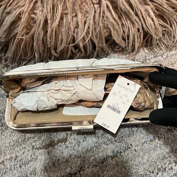 EXPRESS white leather clutch - NWT - Picture 7 of 8